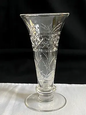 Buy Vintage Stuart Crystal 6.5  Tall Cut Glass Footed Trumpet Vase • 35£