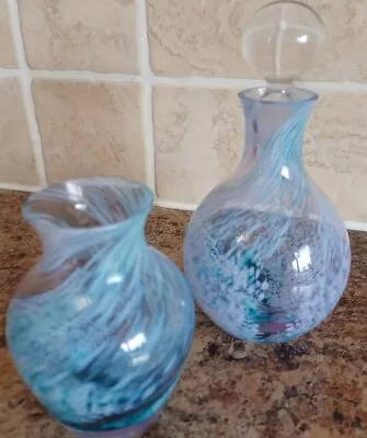 Buy Caithness Glass Perfume Bottle And Vase- Blue Swirl • 10£