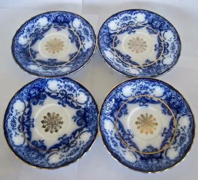 Buy Four John Maddock & Sons Royal Vitreous Dainty Flow Blue 5.25  Fruit Bowls • 66.31£