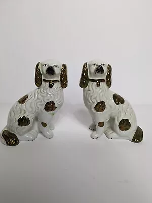 Buy Vintage Pair Mantle Dogs Ornamental Ceramic Staffordshire Spaniel • 49.99£
