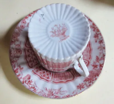 Buy 2 Antique Demicup With Saucer Print Flower Fruit Basket LONDON  Mint Condition • 72£