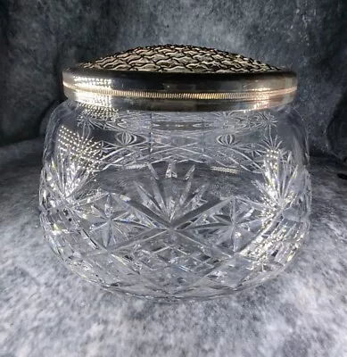 Buy Vintage Large Heavy Crystal Glass Rose Bowl With Epns Metal Mesh  • 12.99£