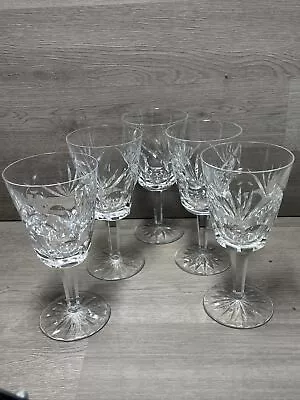 Buy Set Of 5 Waterford Crystal LISMORE 7” Tall Water/Wine Goblets Glasses • 91.25£