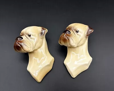 Buy Vintage RARE Pair Boxer Dog Head SylvaC Pottery Mini Wall Plaques England • 91.88£