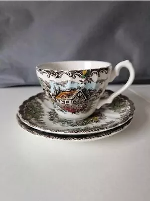 Buy The Brook Myott Staffordshire Tea Cup And 2 Saucers Brown Countryside  • 14£