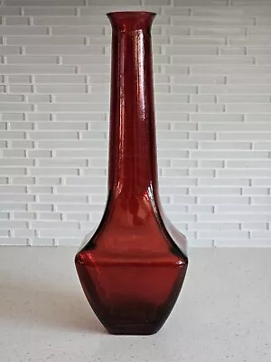 Buy MCM VINTAGE RIIHIMAKI RIIHIMAEN LASI STYLE 1960's Red Glass VASE 16 X 6 Inches  • 119.15£