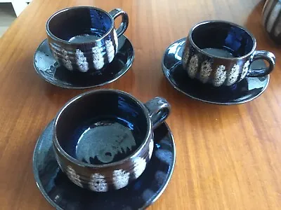 Buy Hastings Pottery 3x Cups And Saucers. Dennis Lucas • 12£
