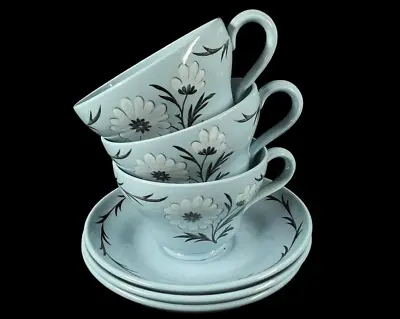 Buy 3 THREE Wedgwood Barlaston Of Etruria ASTER Blue Tea Cups And Saucers GRADE A • 29.95£