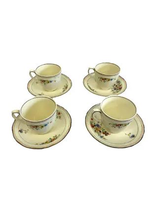 Buy Grindley Cream Petal Tea Cups And Saucers X 4 Floral Vintage Charity Listing • 29.99£