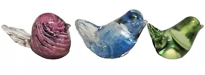 Buy Glass Bird Paperweights X 3 Isle Of Wight & Mtarfa Glassblowers Malta 5cm Tall • 20£