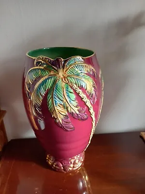 Buy Very Large Beswick Mid Century Maroon, Palm Tree Vase 28.5cm Ceramic Tall 1064 • 30£