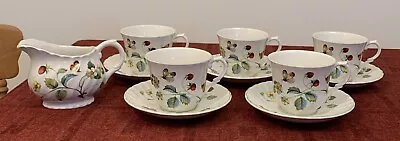 Buy 5 James Kent Old Foley Strawberry Duos, Cups & Saucers + Milk Jug • 12£