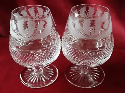 Buy Edinburgh Crystal Thistle Pattern - Pair Of Brandy Glasses - Signed • 130£