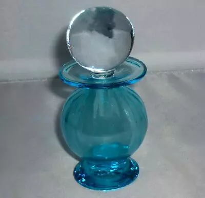 Buy Stunning Hand Blown Signed Bath Aqua Turquoise Blue Glass Perfume Scent Bottle • 25.99£