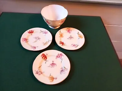 Buy Royal Worcester 3 X  Plates & Slop Bowl  Lily  Hand Painted Antique Circa 1891 • 4.99£