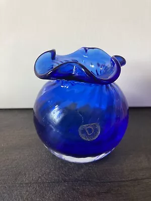 Buy Dartington Glass Cobalt Blue Vase  Dartington Crystal England • 8.99£