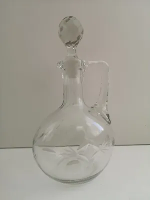 Buy Vintage Tall Clear Glass Handled Wine Decanter / Claret Jug With Stopper • 17.91£