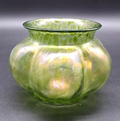 Buy Antique LOETZ Art Nouveau Creta Rusticana Bohemian Green Melon Iridescent Vase • 48.02£