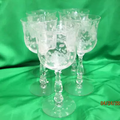 Buy Fostoria Glass * Willowmere Etch * 5 Water Goblets * • 37.80£
