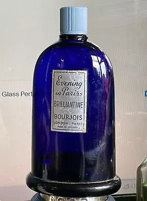 Buy Vintage Bourjois Evening In Paris Cobalt Blue Glass Brilliantine Bottle 10.8cm • 12£