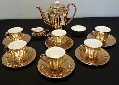 Buy Vintage 15 Piece Gold Gilded Wade Complete Coffee/Tea Set • 33£