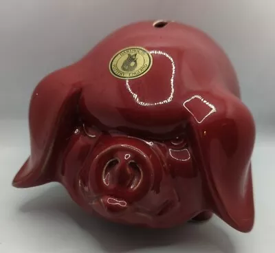 Buy DARTMOUTH POTTERY Grumpy PIG Piggy Bank Money Box RED 13 Cm • 19.99£