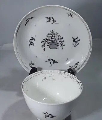 Buy Antique Rare New Hall Pat 309 Tea Bowl & Saucer En Grisaue Floral Basket 1790 • 26£