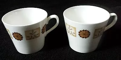 Buy  Royal Vale Brown 8216 Flowers Square Circle Pattern Cups X2 (5 Avail) C1962+   • 10.99£