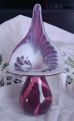Buy Mtarfa Malta Art Glass Vase Jack In Pulpit Signed Red Rose White 9 Inch Perfect • 5£