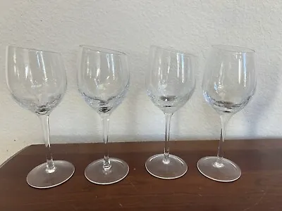 Buy Set/4 Pier 1 Angled Rim Crackle Goblet 9  White Wine Glasses Clear • 76.25£