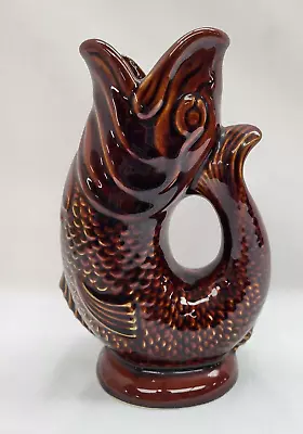Buy Dartmouth Pottery Vintage Brown Fish Glug Gurgle Gluggle Jug 18cm Height • 27£