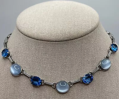 Buy Vintage WRE W E Richards Sterling Silver Faux Moonstone Glass Necklace • 151.43£