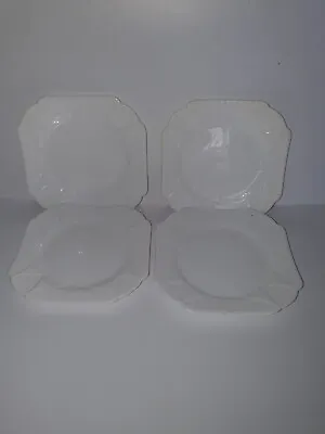 Buy 4 Side Plates Shelley Dainty Square  White  Tea Vintage England White Bone China • 14.95£