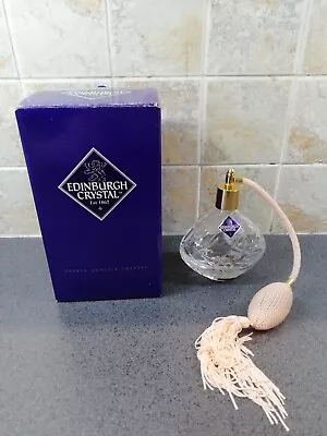 Buy Boxed Edinburgh Crystal Cut Glass Dressing Table Perfume Spray Bottle Oval Flowe • 19.95£