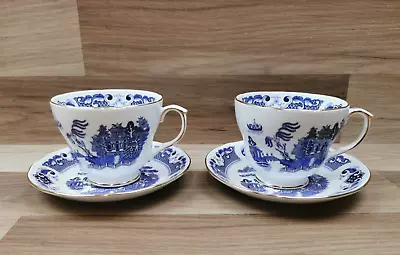 Buy 2 X Vintage Duchess Willow Pattern Large Breakfast  Teacups And Saucers • 12.99£