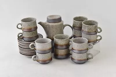 Buy Purbeck Pottery 'Portland' Grey/Brown Speckled Coffee Set 24 X Pieces Retro  • 49.99£