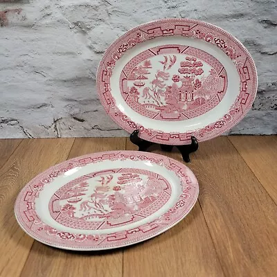 Buy 2 X Vintage Wood & Sons Woods Ware Red Willow Pattern Oval Platters • 11.99£