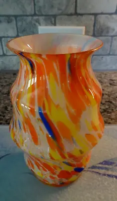 Buy Czechoslovakia Bohemian Cased Spatter Art Glass Vase End Of Day • 43.35£
