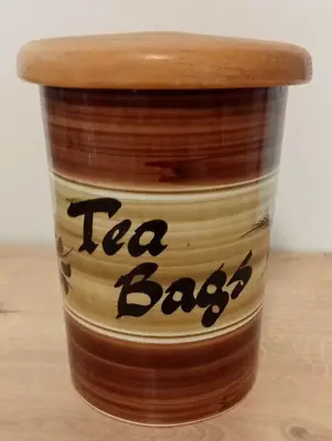 Buy Toni Raymond Pottery Tea Canister 1970's Retro Vintage Caddy With Wooden Seal • 8.99£
