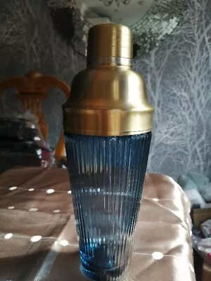 Buy Vintage Cocktails Shaker Cobalt Blue Ribbed Glass. 25cm. • 12£