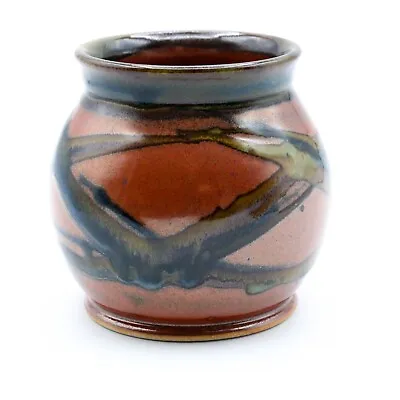 Buy 2013 Whitefish Pottery  Open Jar Vase Black & Rust Made In USA • 11.51£