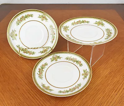 Buy Three Haviland Limoges France China Gilded Rose Coffee Cup Saucers Schleiger 503 • 15.30£