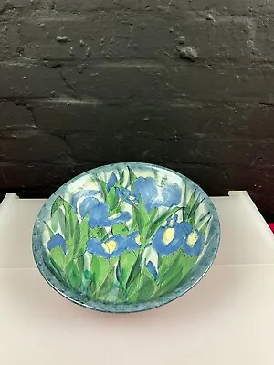 Buy Highland Stoneware Large Shallow Bowl Hand Painted 30 Cm X 7.5 Cm Blue Flowers • 99.99£