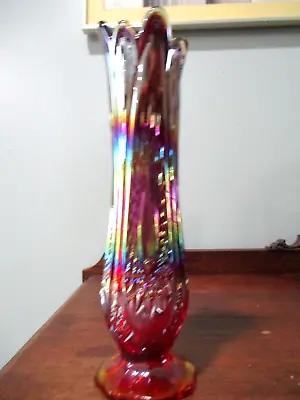 Buy Indiana Glass Heirloom Iridescent Red/orange/purple 11.25''swag In Amberina Vase • 73.19£