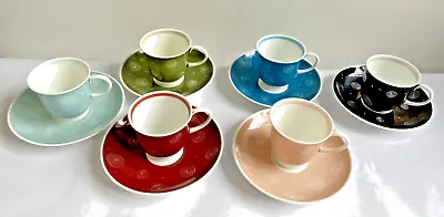 Buy Beautiful Vintage Set 6 Susie Cooper Swirl Mid Century  Coffee Cups Saucers • 25£