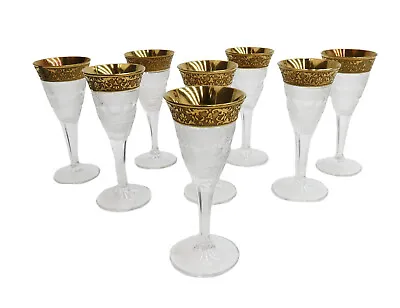 Buy 8 Moser Czech Cut Crystal Glass Cordial Wine Goblets In Gold Splendid • 1,144.81£