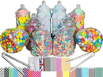 Buy 10 Plastic Sweet Jars 5 Styles 2 Tongs 50 100 Bags For Truly Sweet Candy Buffet • 16.24£