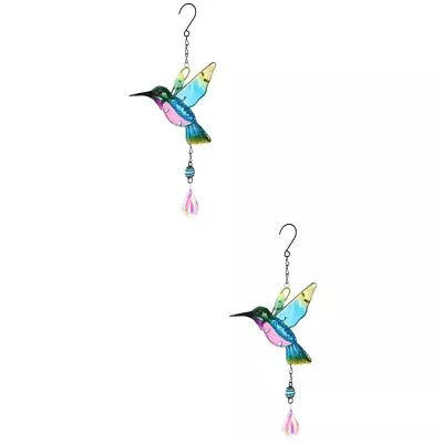 Buy 2 Pcs Hummingbird Crystal Pendant Iron Home Hanging Decor Ornament • 15.88£