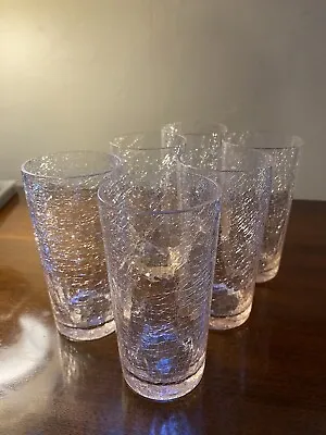 Buy Vintage Pink Crackle Glass Tumblers Drinking Glasses Set Of 6 • 25.61£