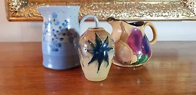 Buy Three Studio Art Pottery Hand Painted Jugs & Vase Including 1930s Royal Stanley • 13.50£
